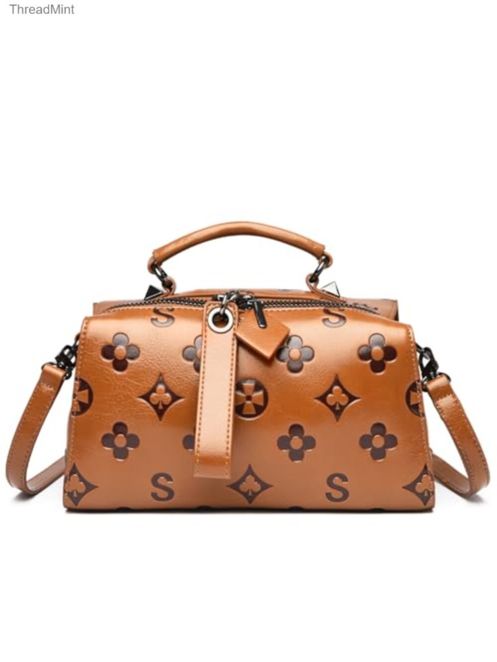Faux Leather Embossed Crossbody Handbag Satchel Top Handle Purse Womens 3-in-1